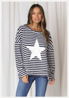 Sadie Stripe Star Sweat - Navy/White