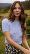 Maisie Fluffy Knit Top - Periwinkle