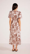 Vivian Puff Sleeve Midi Dress - Brown Floral