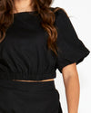 Marnie Balloon Sleeve Top - Black