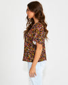 Lilith V-Neck Top - Black Floral