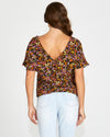 Lilith V-Neck Top - Black Floral