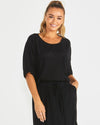 Raya Oversized Top - Black