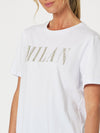 Milan Beaded Cotton T-Shirt - White/Silver Beads