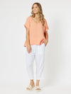 Bryon Cotton V Neck Top - Papaya