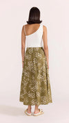 Ines khaki floral Midi Skirt
