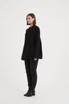 Funnel Neck Rib Detail Knit - Charcoal