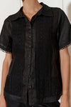 Vanessa Lace Panel Shirt - Black