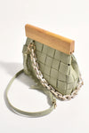 Clara Plaited Resin Chain Clutch Bag - Green