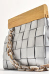 Clara Plaited Resin Chain Clutch - Silver