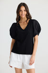 Abigail V-neck Tee - Black