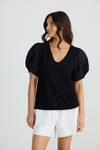 Abigail V-neck Tee - Black