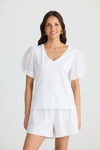 Abigail V-neck Tee - White
