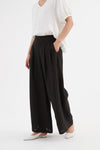 Pleat Front Palazzo Pant - Black