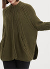 Funnel Neck Rib Detail Knit - Charcoal