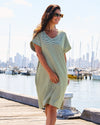 Elise V Keck Rib Dress - Avocado Stripe