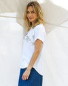 Hailey Short Sleeve Top - White/Silver Star