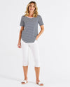 Ariana Tee - Navy Stripe / Pink Trim