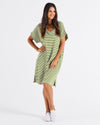Elise V Keck Rib Dress - Avocado Stripe