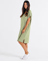 Elise V Keck Rib Dress - Avocado Stripe