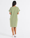 Elise V Keck Rib Dress - Avocado Stripe