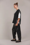 Avino Knit Vest - Black with White Trim