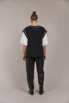 Avino Knit Vest - Black with White Trim