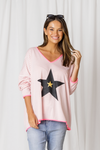 Bonnie Star Striped Tee - Pink/White