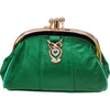 Leather Purse -Owl Green