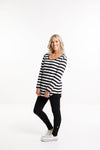 Long Tee - Black + White Stripes