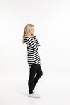 Long Tee - Black + White Stripes