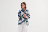 Boxy Pleat Shirt - Blue Diamond Print