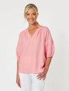 Diana Detail Sleeve Top - Coral