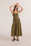 Amara Tiered Midi Dress - Khaki