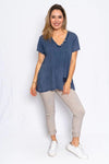 Cielo V-Neck T- Shirt - Navy