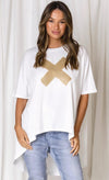 Xavier Sequin Cross Hi-Low Tee - Ivory Gold
