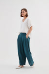 Pleat Front Palazzo Pant - Deep Marine