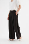 Pleat Front Palazzo Pant - Black