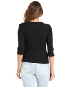 Rosa 3/4 Sleeve Rib Top - Black