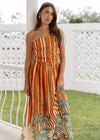 Mina Strapless Dress - Palm Stripe