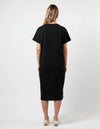 Maxie T-Shirt Dress - Black Dried Hydrangea Cross