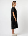 Maxie T-Shirt Dress - Black Dried Hydrangea Cross