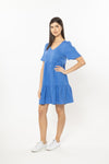 Victoria Mini Dress - Electric Blue Linen