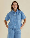 Saffra Short Sleeve Denim Shirt - Medium Wash Blue Denim