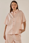 Saffra Short Sleeve Denim Shirt - Pink
