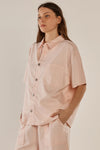 Saffra Short Sleeve Denim Shirt - Pink