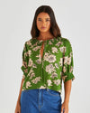Antonie Pleated Blouse - Moonflower Green