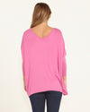 Kyoto V-Neck Loose Stretchy Basic Tee - Winter Pink