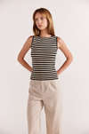 Mia Stripe Knit Tank - Black/Cream