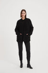 Funnel Neck Rib Detail Knit - Charcoal